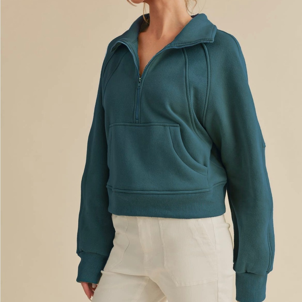 Teal half zip sweater
